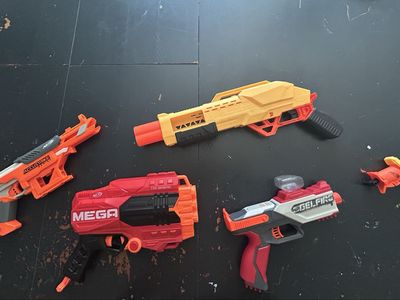 NERF Blaster Lot: AccuStrike, Mega Tri-Break, Falconfire, GelFire & Mini Blaster