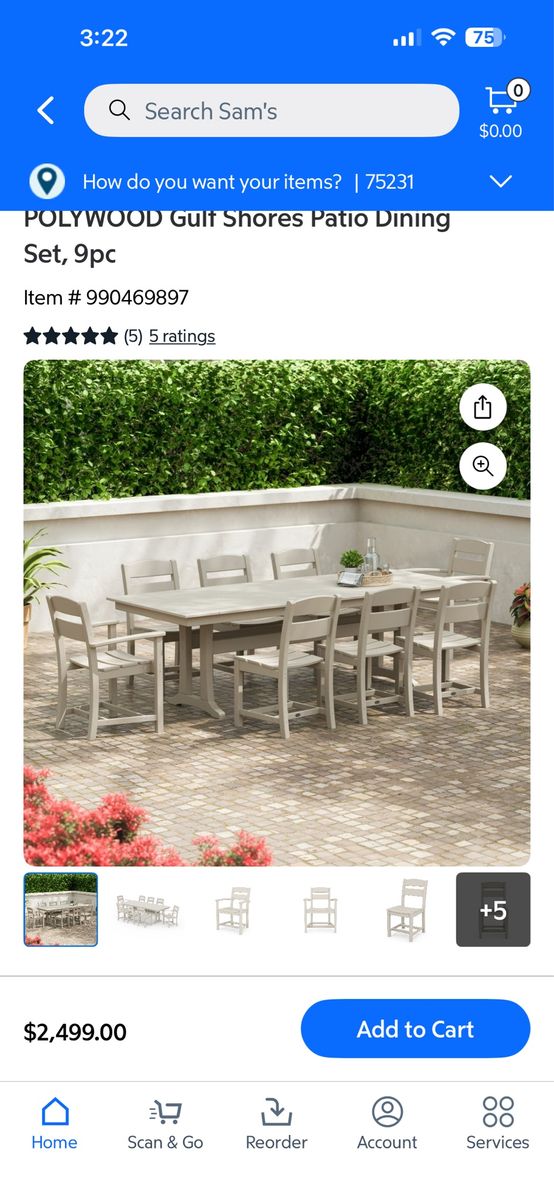 POLYWOOD Gulf Shores Patio Dining Set 9pc in Sand