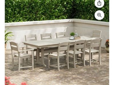 POLYWOOD Gulf Shores Patio Dining Set 9pc in Sand
