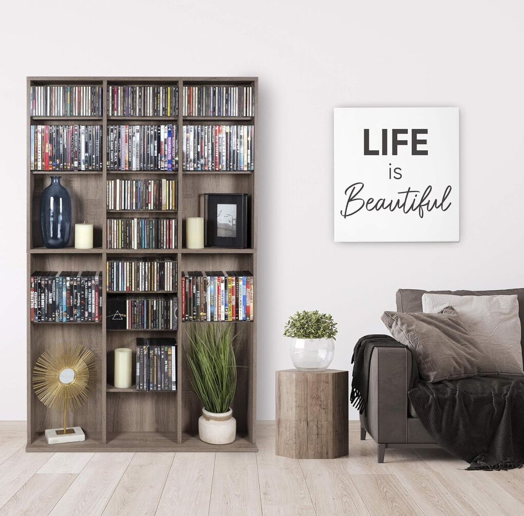 New In Box Weathered oak media cabinet