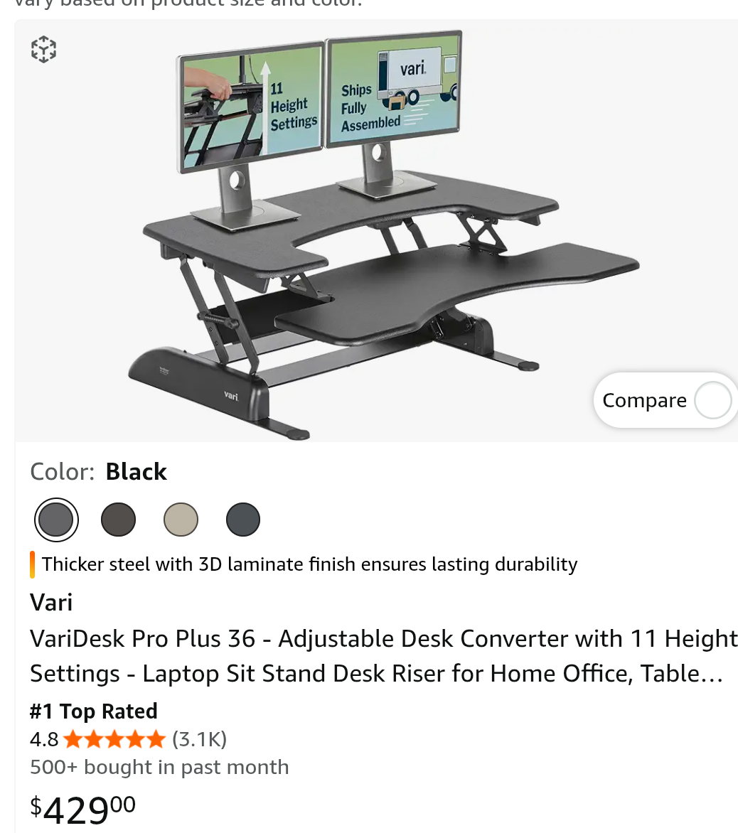 Veri desk 36" Pro Plus Adjustable Height Desk
