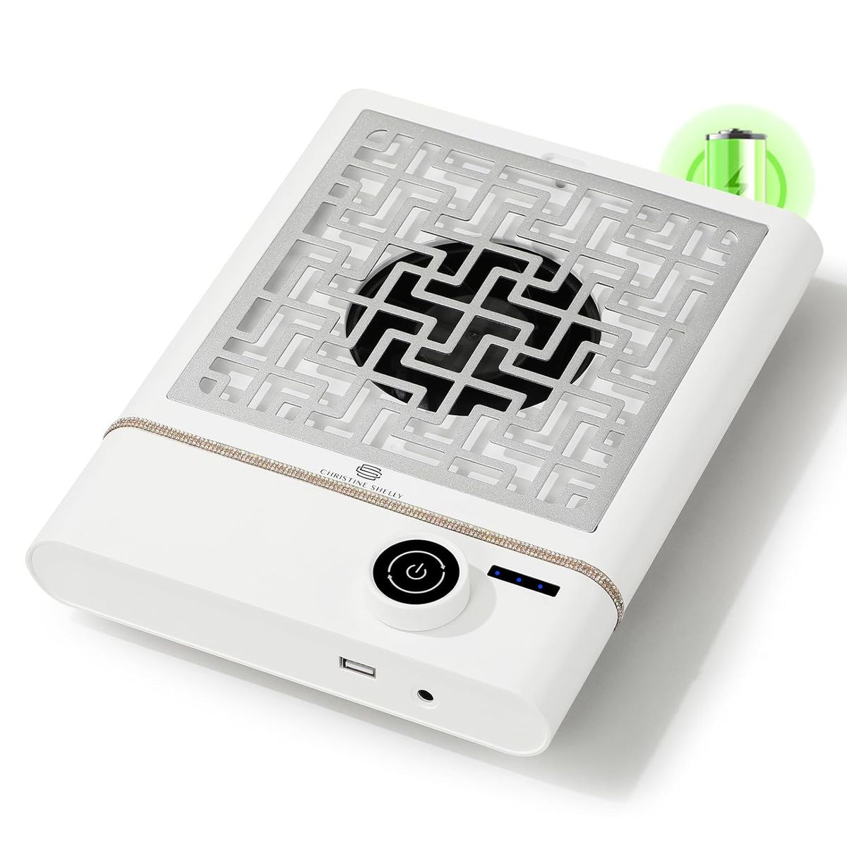 NEW Nail Dust Collector, Bling Diamond Cordless Rechargeable 5000RPM Vacuum Nail Tech Fan Extractor, 12000mAh