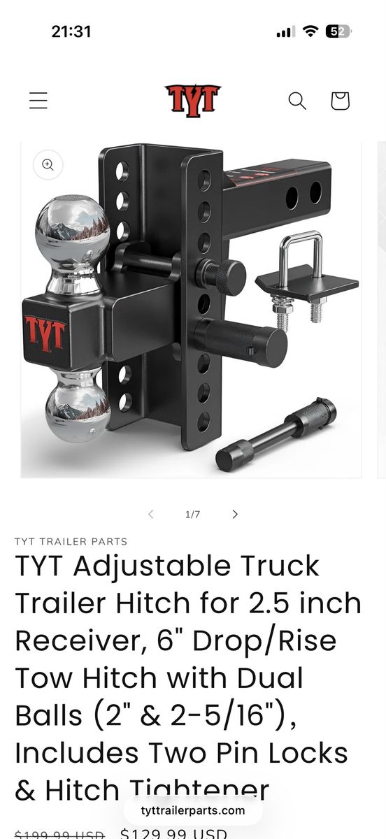Heavy Duty Trailer Hitch for 2.5” Receiver
