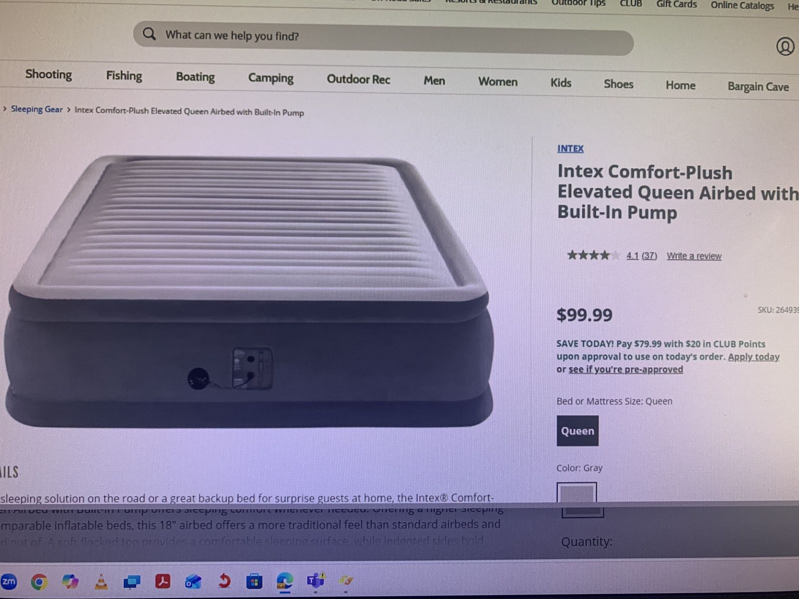 Queen Airbed built in pump