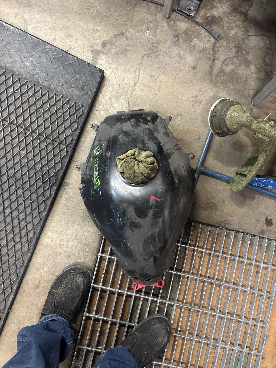 Kawasaki Motorcycle Fuel Tank Black Red Accent Used