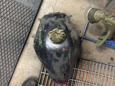 Kawasaki Motorcycle Fuel Tank Black Red Accent Used