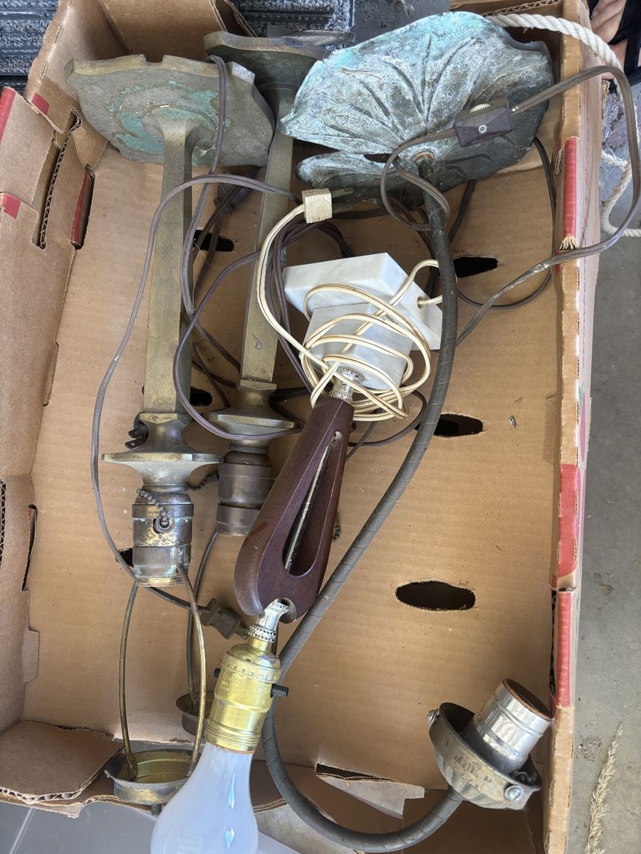 4 antique brass lamps $25/all