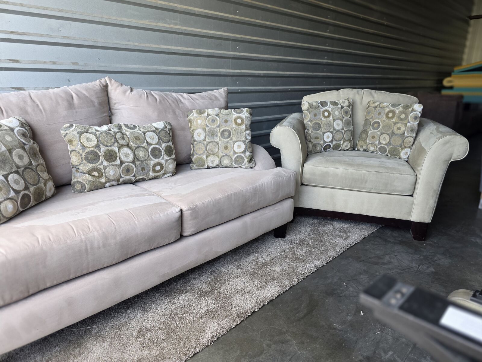 Beautiful Stylish Contemporary Microfiber Sofa, with Oversized Sofa Armchair - Like New!