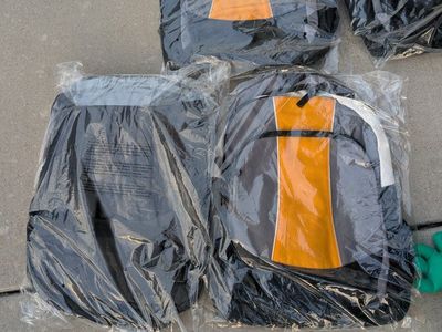 New Black, Orange & White Full-Size Backpacks - Unused School or Travel Bags $5 each