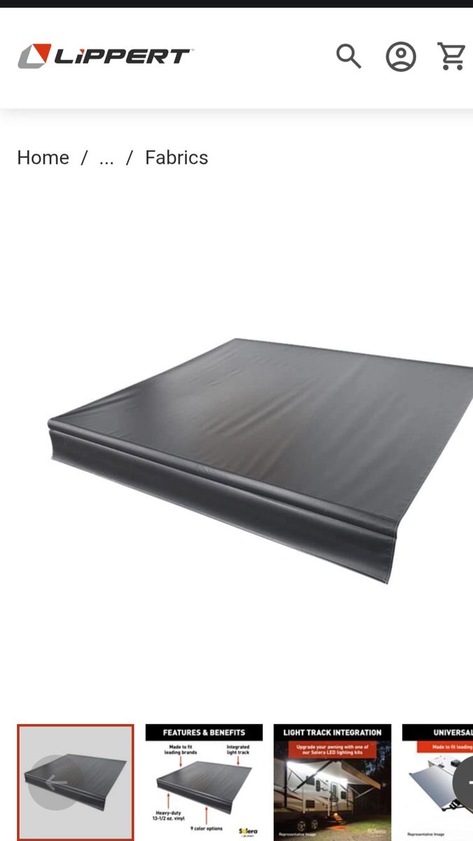 Awning Replacement fabric for 11' RV, Trailer,  Motorhome or 5th Wheel,  Awning - Solid Black