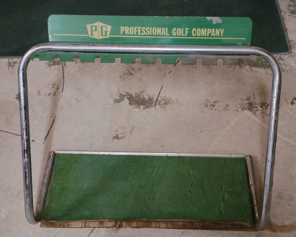 Vintage PG Professional Golf Company Display Rack - Metal & Green Turf