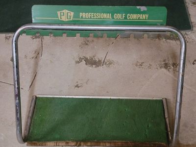 Vintage PG Professional Golf Company Display Rack - Metal & Green Turf