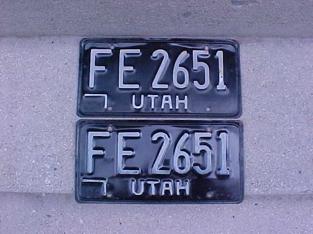 1968 Utah license plate set;..stock and original