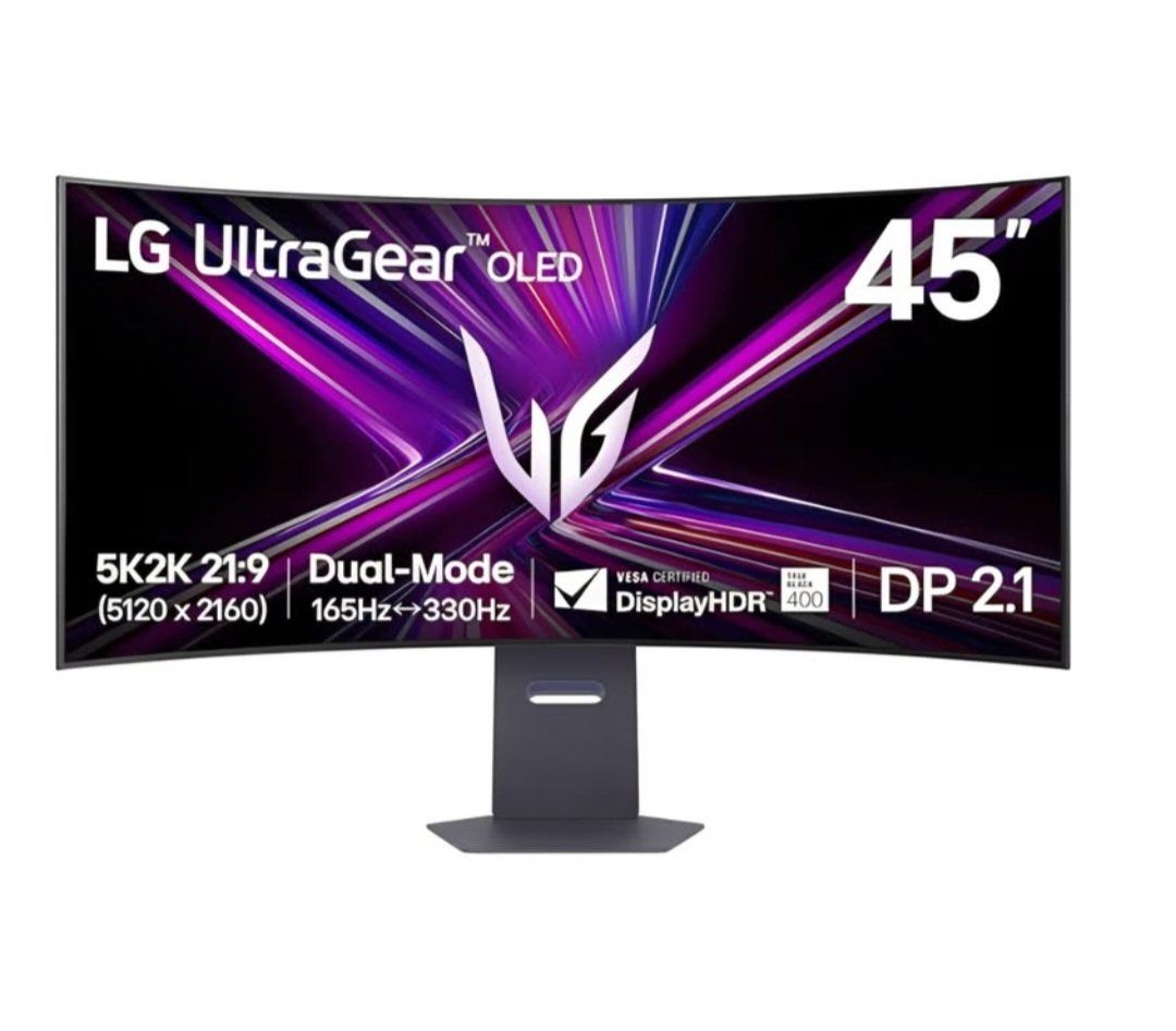 LG 45GX950A-B 45-inch Ultragear 5K2K WUHD (5120 x 2160) OLED Curved Gaming Monitor, Dual-Mode, 165Hz, 0.03ms, NVIDIA G-Sync, AMD