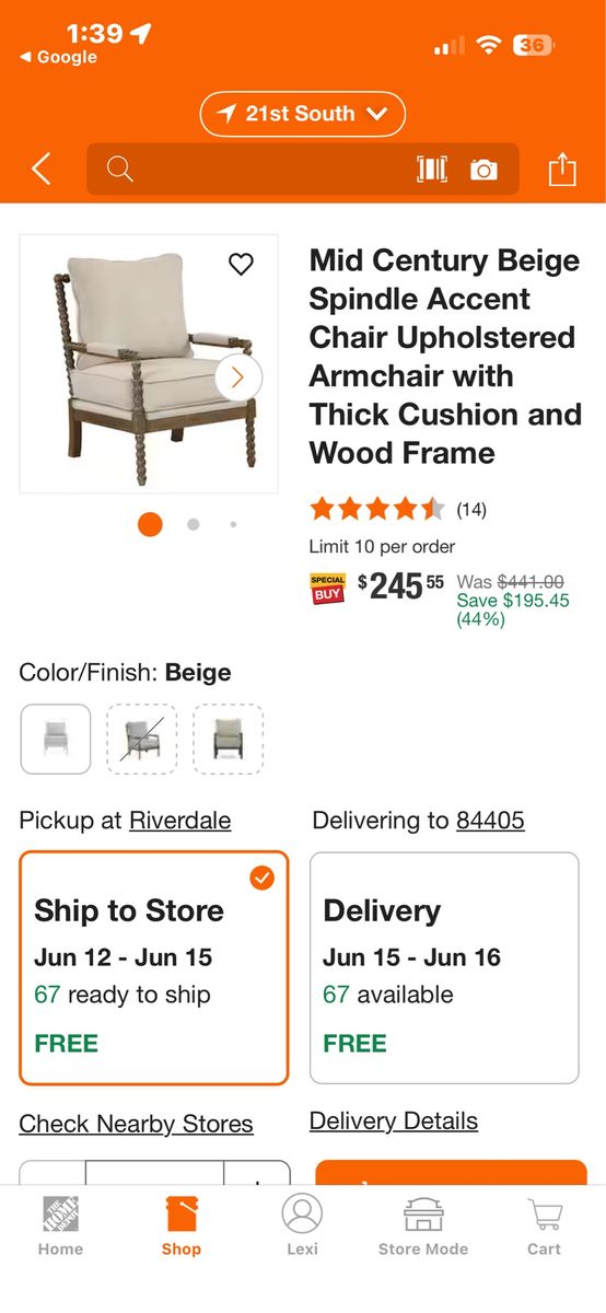 wood frame accent chair with cream linen seats