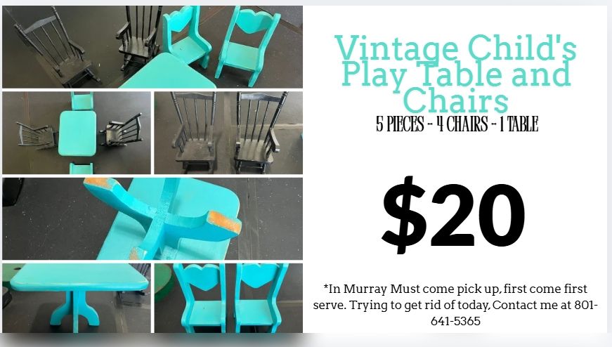 Vintage Child's Play Table and Chairs - 5 pieces