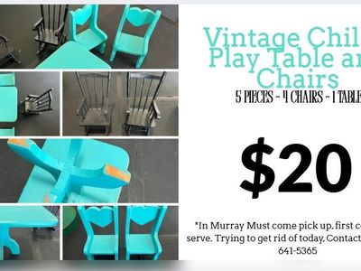 Vintage Child's Play Table and Chairs - 5 pieces