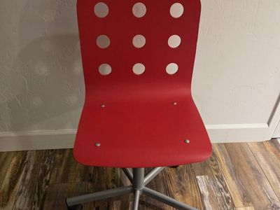 Red Adjustable Rolling Office Chair with Perforated Back - Modern Desk Seating