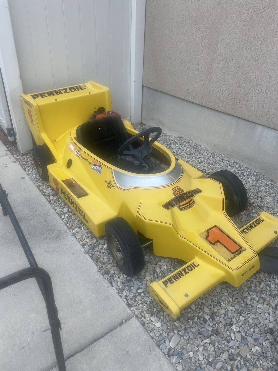 Vintage Pennzoil Chaparral Indy Car Go Kart with Stand
