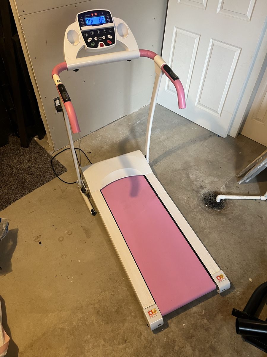 Compact Pink Treadmill with Digital Display - Home Fitness Equipment