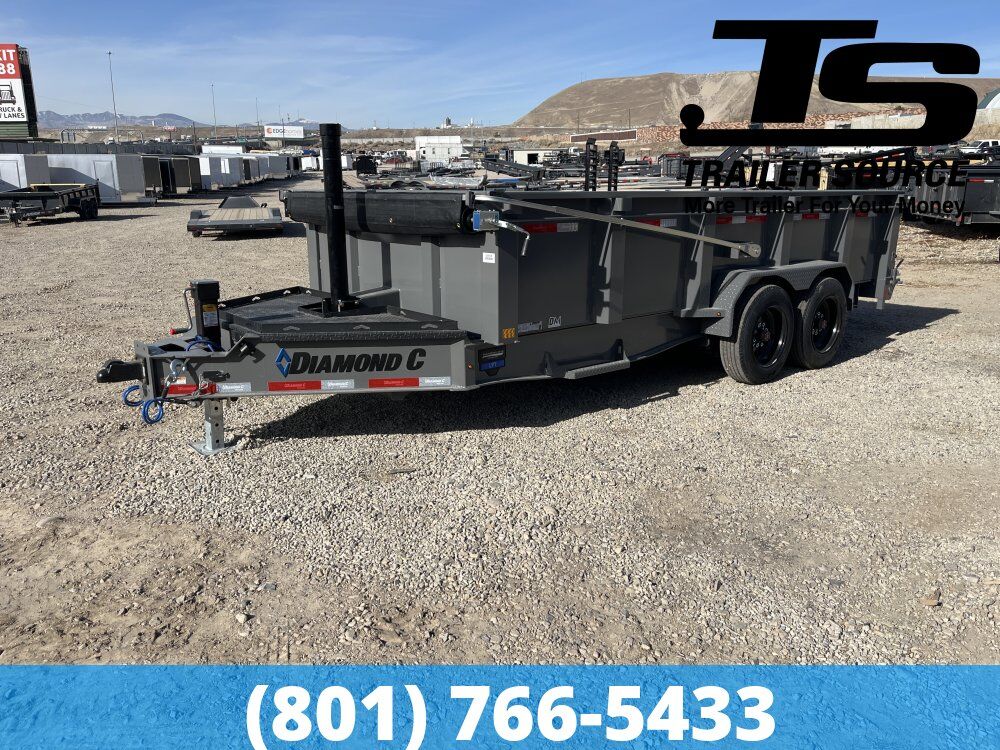 7x16 Diamond C LPT 208 Dump Trailer - 32" Sides - 18K GVWR - 18 Ply Tire Upgrade, Long Arm Tarp