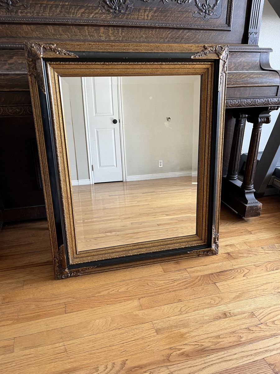 Large Ornate Gold and Black wood frame