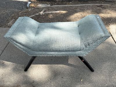 Upholstered Accent Bench with Nailhead Trim and Black Legs