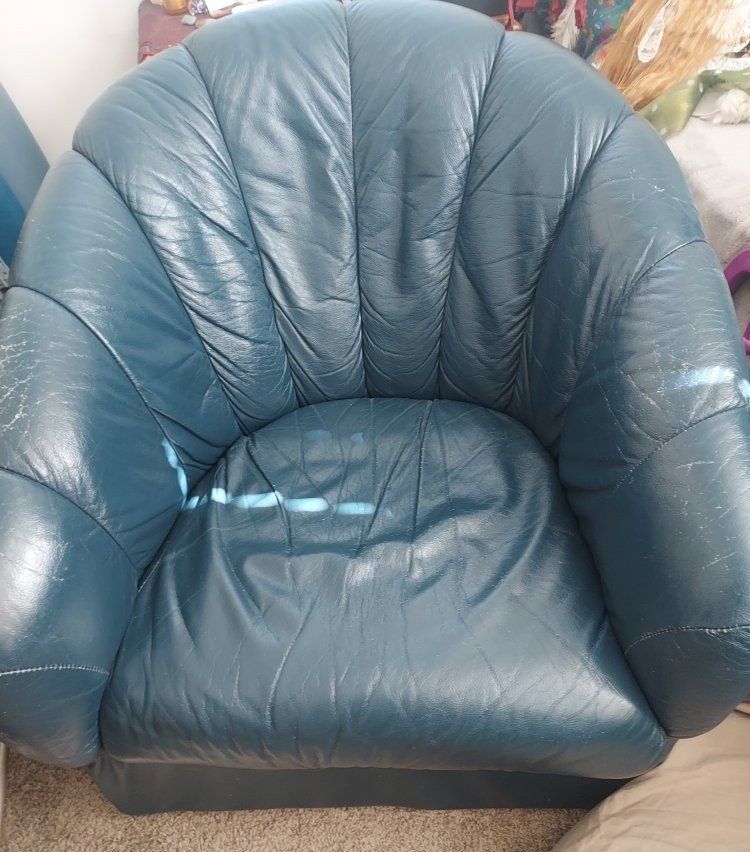 2 Blue Faux Leather Swivel Chairs