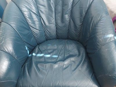 2 Blue Faux Leather Swivel Chairs
