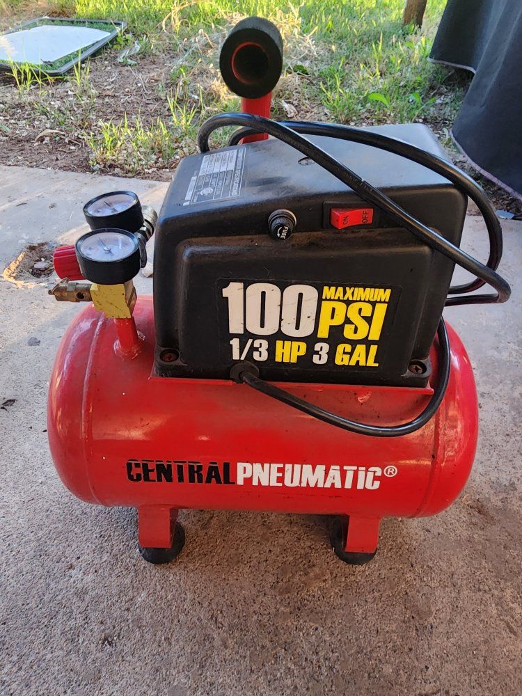 Central Pneumatic 1/3 HP 3 Gallon 100 PSI Max Portable Air Compressor with Gauges