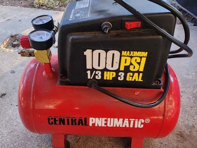 Central Pneumatic 1/3 HP 3 Gallon 100 PSI Max Portable Air Compressor with Gauges