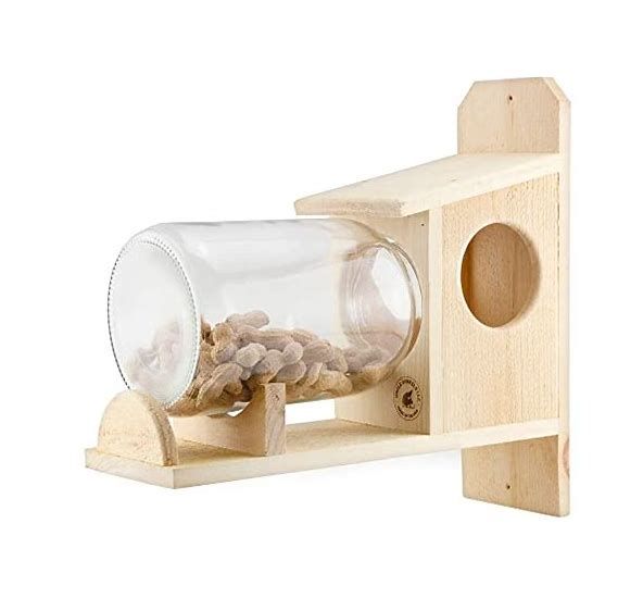 Uncle Dunkels Backyard Squirrel Feeder Gallon Glass Jar Rustic Handmade Squirrel Food Box