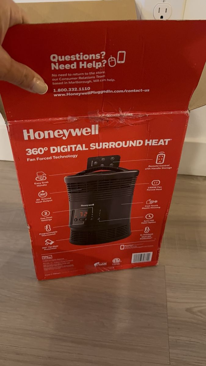 Honeywell HHF370B 360 Degree Surround Fan Forced Heater with Surround Heat Output Charcoal Grey Energy