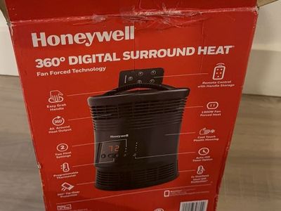 Honeywell HHF370B 360 Degree Surround Fan Forced Heater with Surround Heat Output Charcoal Grey Energy