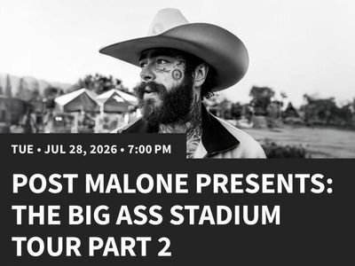 Post Malone: The Big Ass Stadium Tour - 2 Tickets - July 28, 2026 - Rice-Eccles Stadium