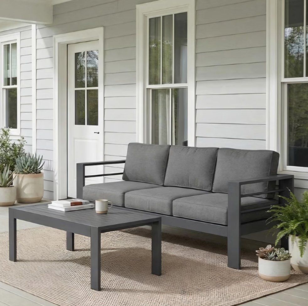 Wisteria Lane Metal Patio Furniture Set for All Weather, Oversized Heavy Duty Outdoor Furniture Set with Upgraded Cushion, Moder