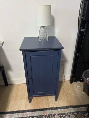 2 matching Navy Blue Wooden Nightstand Side Table with Storage Cabinet and Shelves