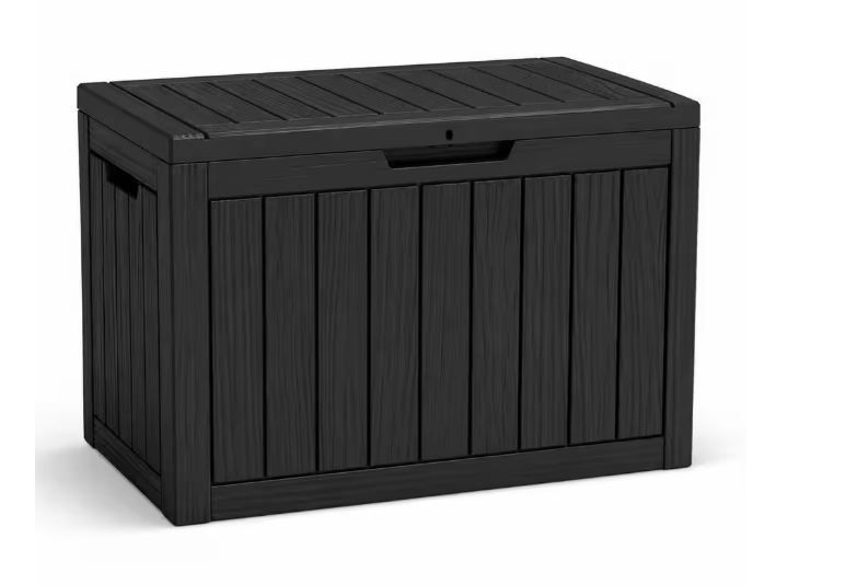 NEW! Outdoor Storage Deck Box 45 Gallon, Poly Resin – Black