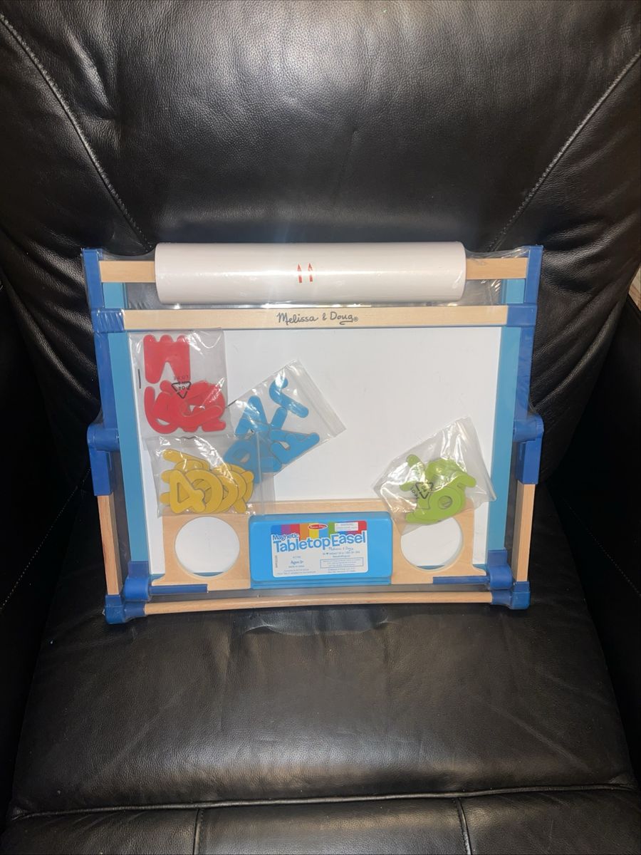 New! Melissa & Doug Magnetic Tabletop Easel Deluxe Double-Sided Wooden Art Set