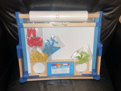New! Melissa & Doug Magnetic Tabletop Easel Deluxe Double-Sided Wooden Art Set