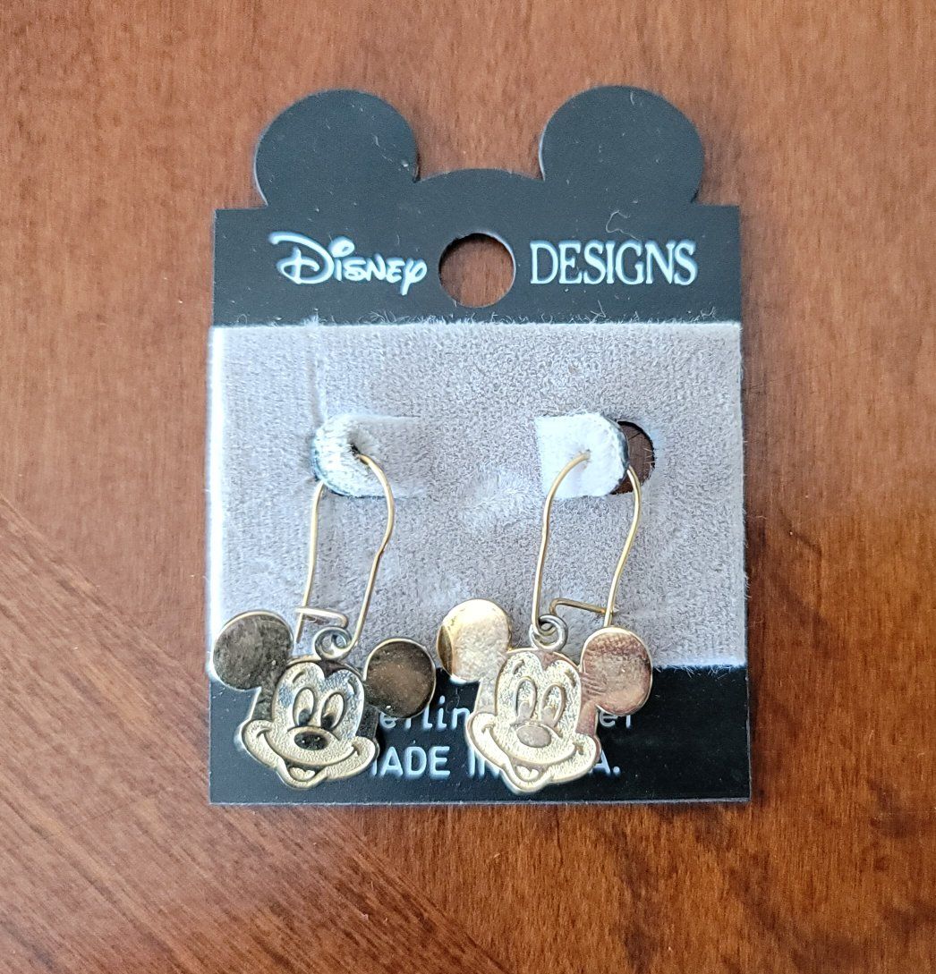 Sterling Silver Mickey Mouse Dangling Earrings