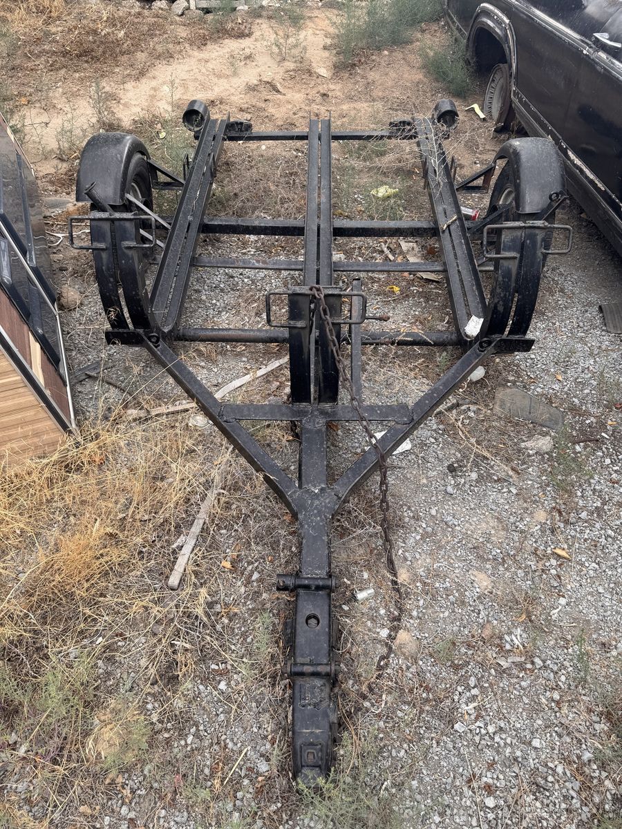 Black Steel 3-Rail Motorcycle / Dirt Bike Utility Trailer