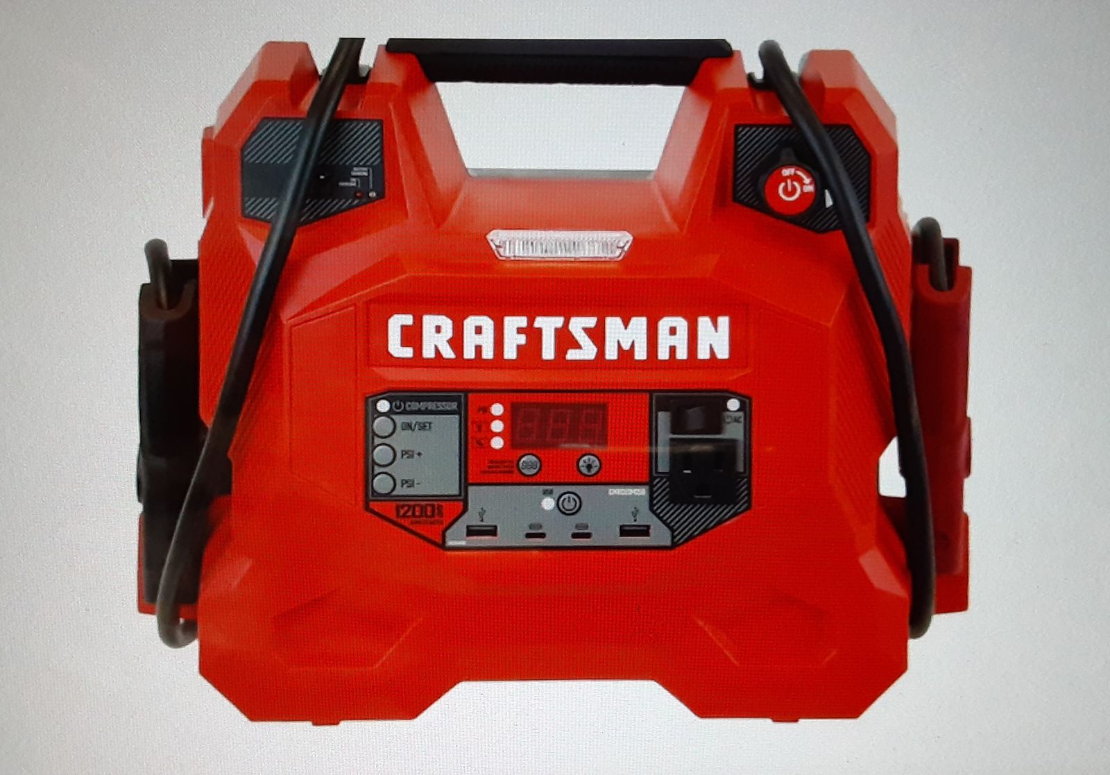 New CRAFTSMAN 1200 Peak Amp 12 -Volt Portable Car Battery Jump Starter, Auto Air Compressor, Portable Power Station