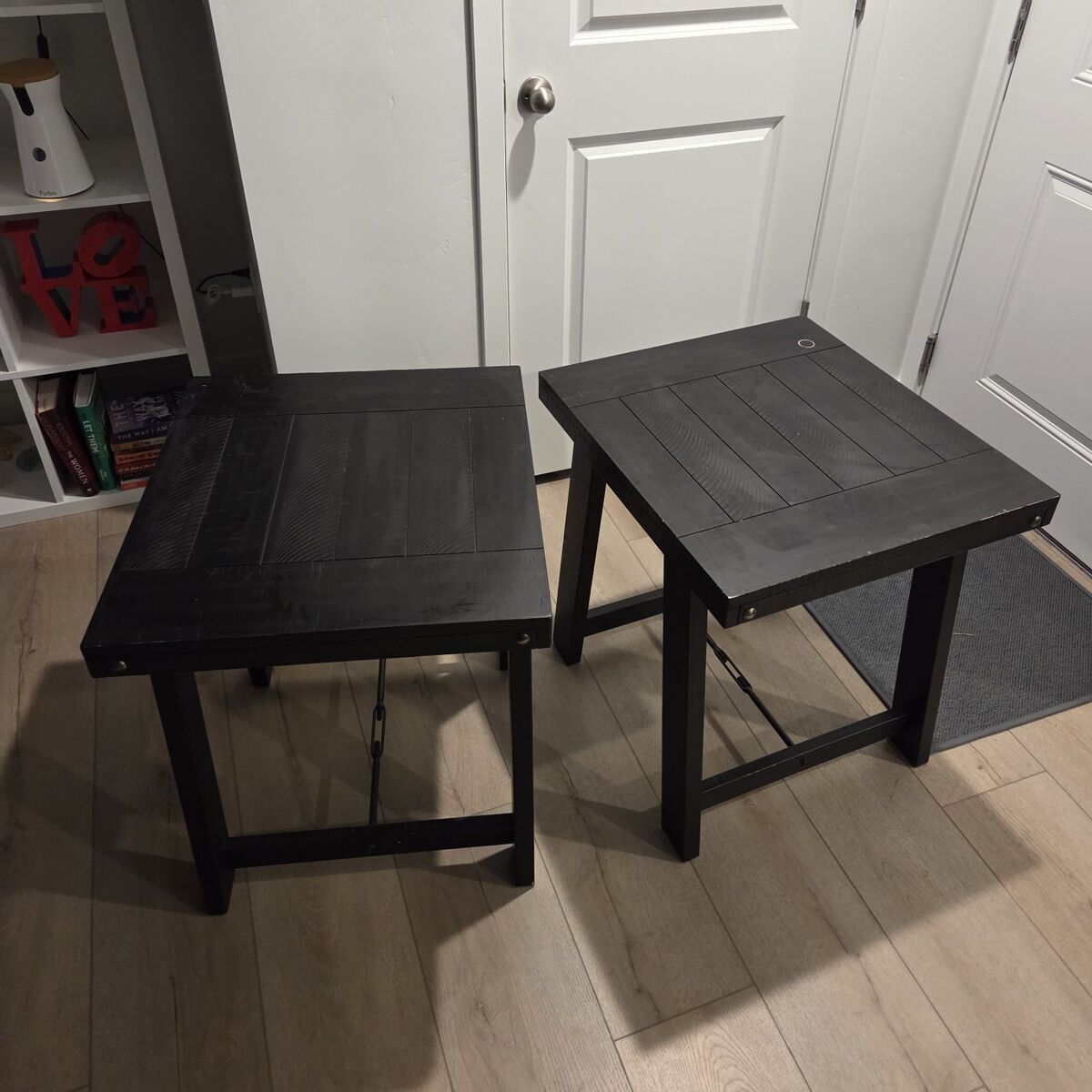 Black wooden coffee edge tables