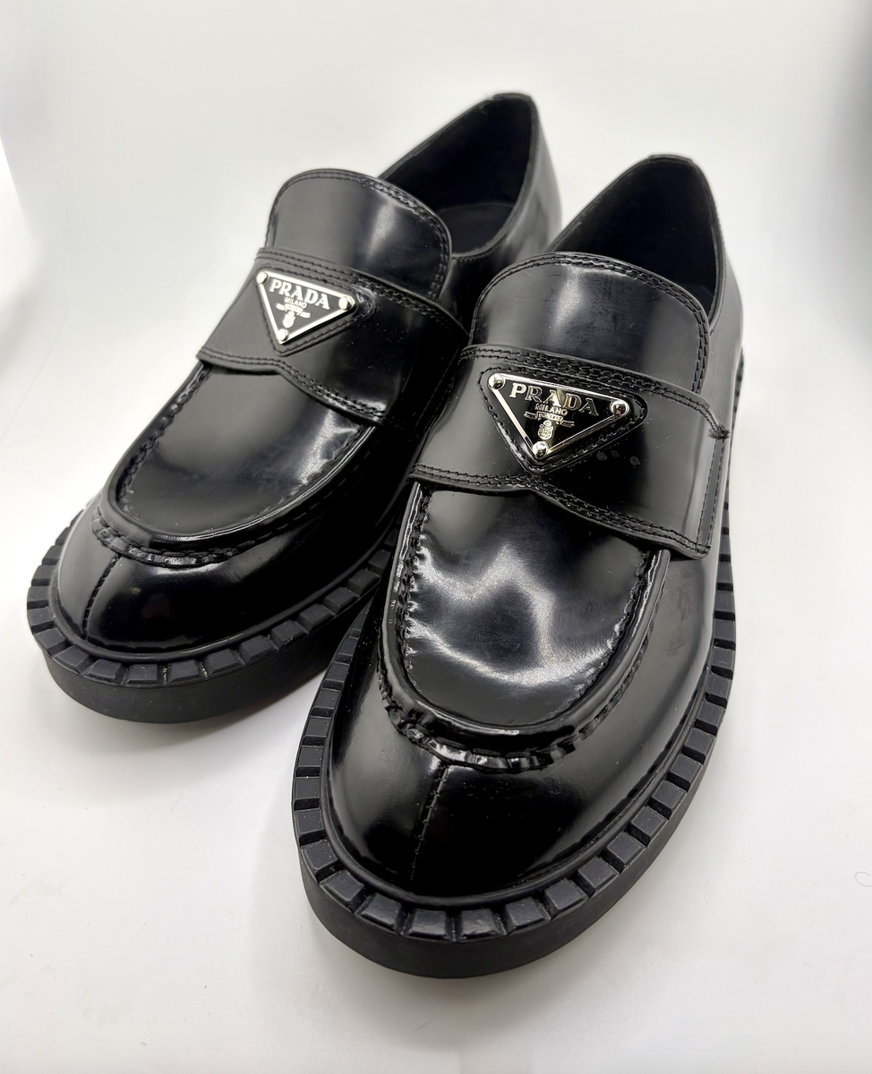 Black Patent Platform Loafers – Women's Size 8