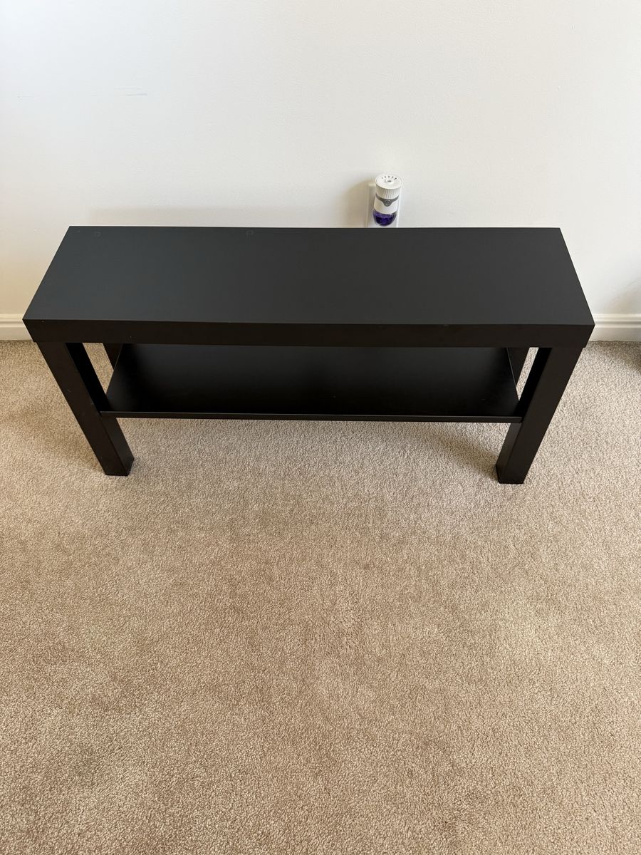 Black Wooden Console Table / Media Stand with Storage Shelf