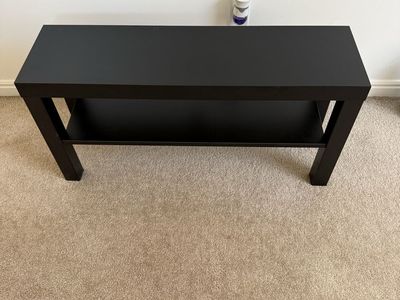 Black Wooden Console Table / Media Stand with Storage Shelf