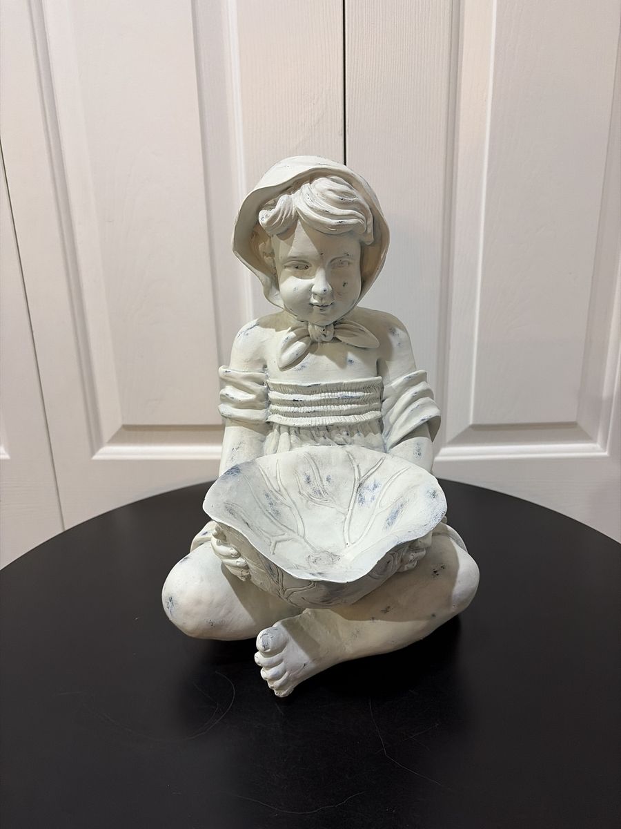 Darling Girl W/Leaf Bowl Garden Statue
