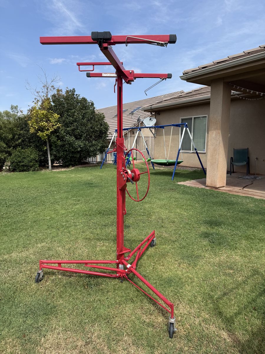 Red Heavy Duty Drywall Panel Lift Hoist Jack with Rolling Casters