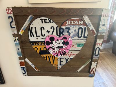 Handmade Mickey & Minnie License Plate Wall Art – Rustic Eclectic Décor